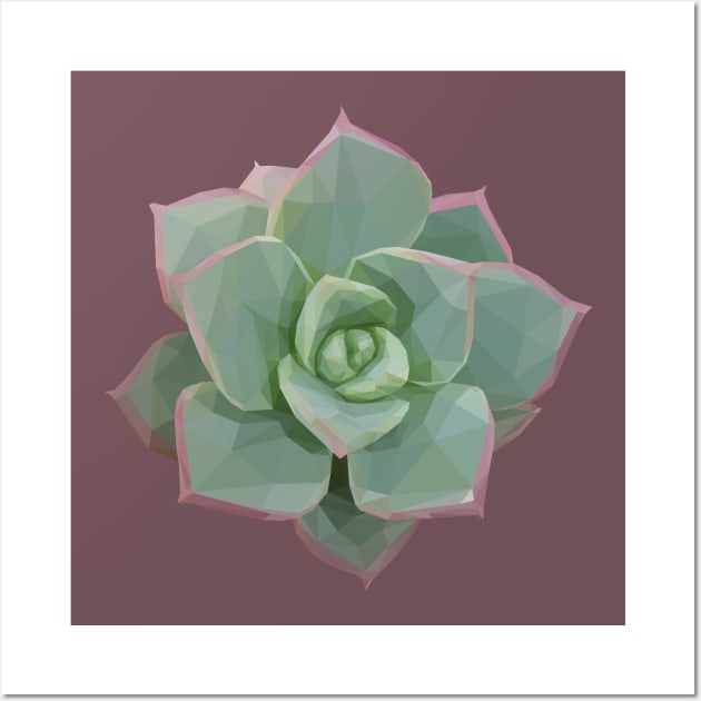 Low Poly Green and Pink Succulent Wall Art by ErinFCampbell